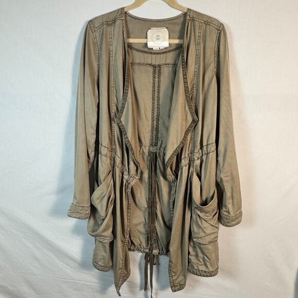 Anthropologie Hei Hei Morgan Draped Utility Jacket Womens Medium Open Front - Picture 1 of 8